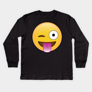 Tongue Sticking Out Emoji Kids Long Sleeve T-Shirt